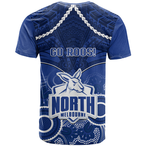 North Melbourne Football T Shirt Kangaroos Aboriginal Mix Polynesian Pattern LT14