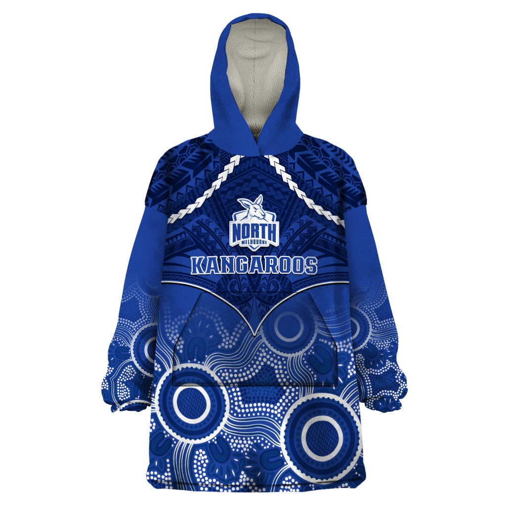 North Melbourne Football Wearable Blanket Hoodie Kangaroos Aboriginal Mix Polynesian Pattern LT14