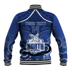 Personalised North Melbourne Football Baseball Jacket Kangaroos Aboriginal Mix Polynesian Pattern LT14