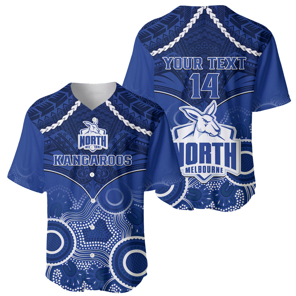 Personalised North Melbourne Football Baseball Jersey Kangaroos Aboriginal Mix Polynesian Pattern LT14
