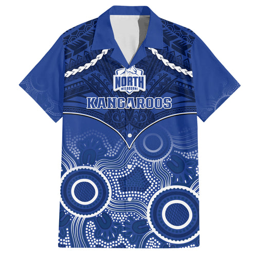 Personalised North Melbourne Football Hawaiian Shirt Kangaroos Aboriginal Mix Polynesian Pattern LT14