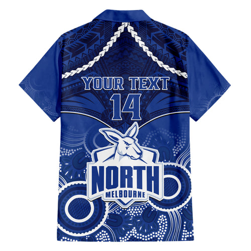 Personalised North Melbourne Football Hawaiian Shirt Kangaroos Aboriginal Mix Polynesian Pattern LT14