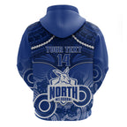 Personalised North Melbourne Football Hoodie Kangaroos Aboriginal Mix Polynesian Pattern LT14
