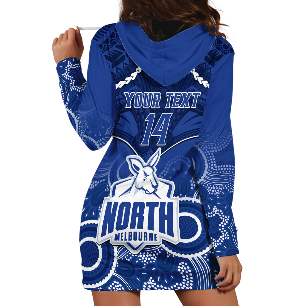 Personalised North Melbourne Football Hoodie Dress Kangaroos Aboriginal Mix Polynesian Pattern LT14