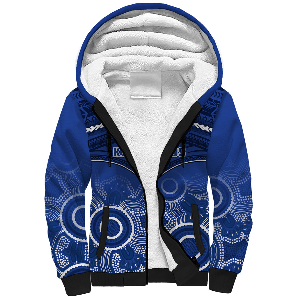 Personalised North Melbourne Football Sherpa Hoodie Kangaroos Aboriginal Mix Polynesian Pattern LT14