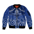 Personalised North Melbourne Football Sleeve Zip Bomber Jacket Kangaroos Aboriginal Mix Polynesian Pattern LT14