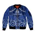 Personalised North Melbourne Football Sleeve Zip Bomber Jacket Kangaroos Aboriginal Mix Polynesian Pattern LT14