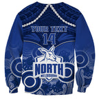 Personalised North Melbourne Football Sweatshirt Kangaroos Aboriginal Mix Polynesian Pattern LT14