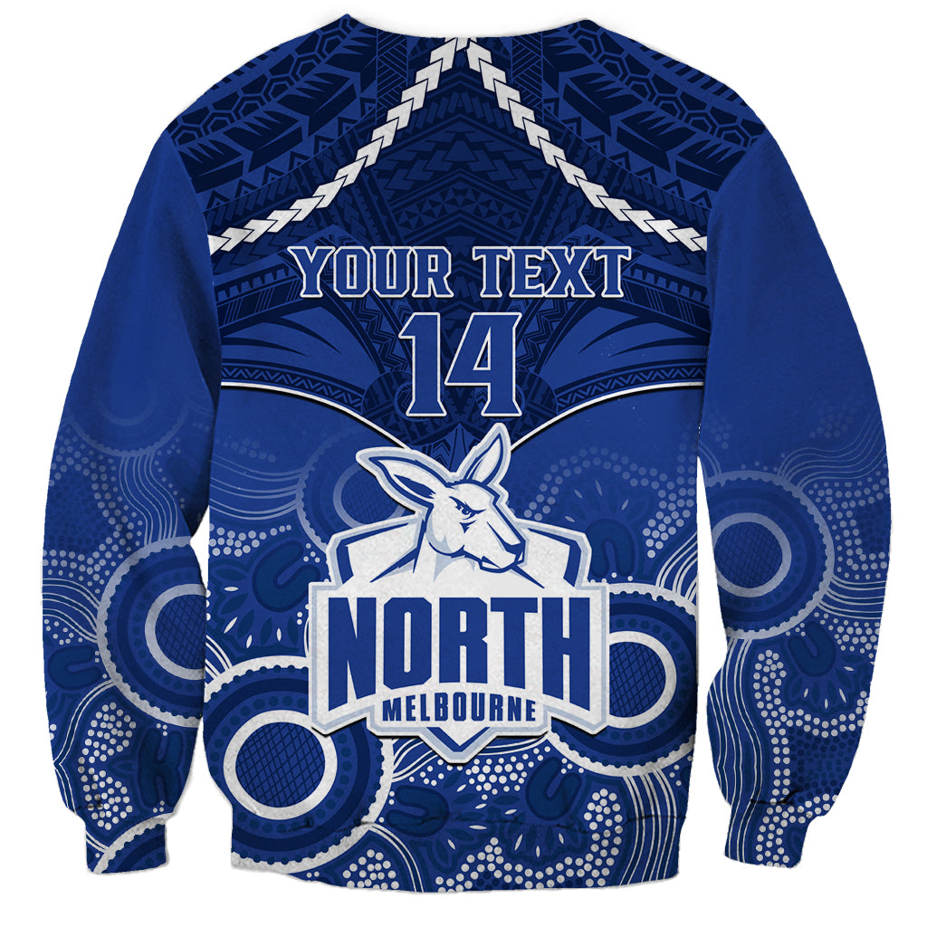 Personalised North Melbourne Football Sweatshirt Kangaroos Aboriginal Mix Polynesian Pattern LT14