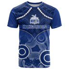 Personalised North Melbourne Football T Shirt Kangaroos Aboriginal Mix Polynesian Pattern LT14