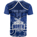 Personalised North Melbourne Football T Shirt Kangaroos Aboriginal Mix Polynesian Pattern LT14