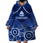 Personalised North Melbourne Football Wearable Blanket Hoodie Kangaroos Aboriginal Mix Polynesian Pattern LT14