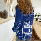 Personalised North Melbourne Football Women Casual Shirt Kangaroos Aboriginal Mix Polynesian Pattern LT14