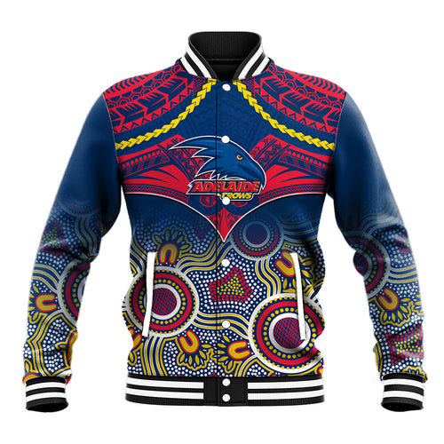 Adelaide Crows Football Baseball Jacket Aboriginal Mix Polynesian Pattern LT14