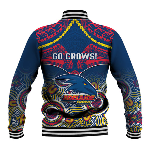 Adelaide Crows Football Baseball Jacket Aboriginal Mix Polynesian Pattern LT14
