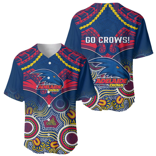 Adelaide Crows Football Baseball Jersey Aboriginal Mix Polynesian Pattern LT14