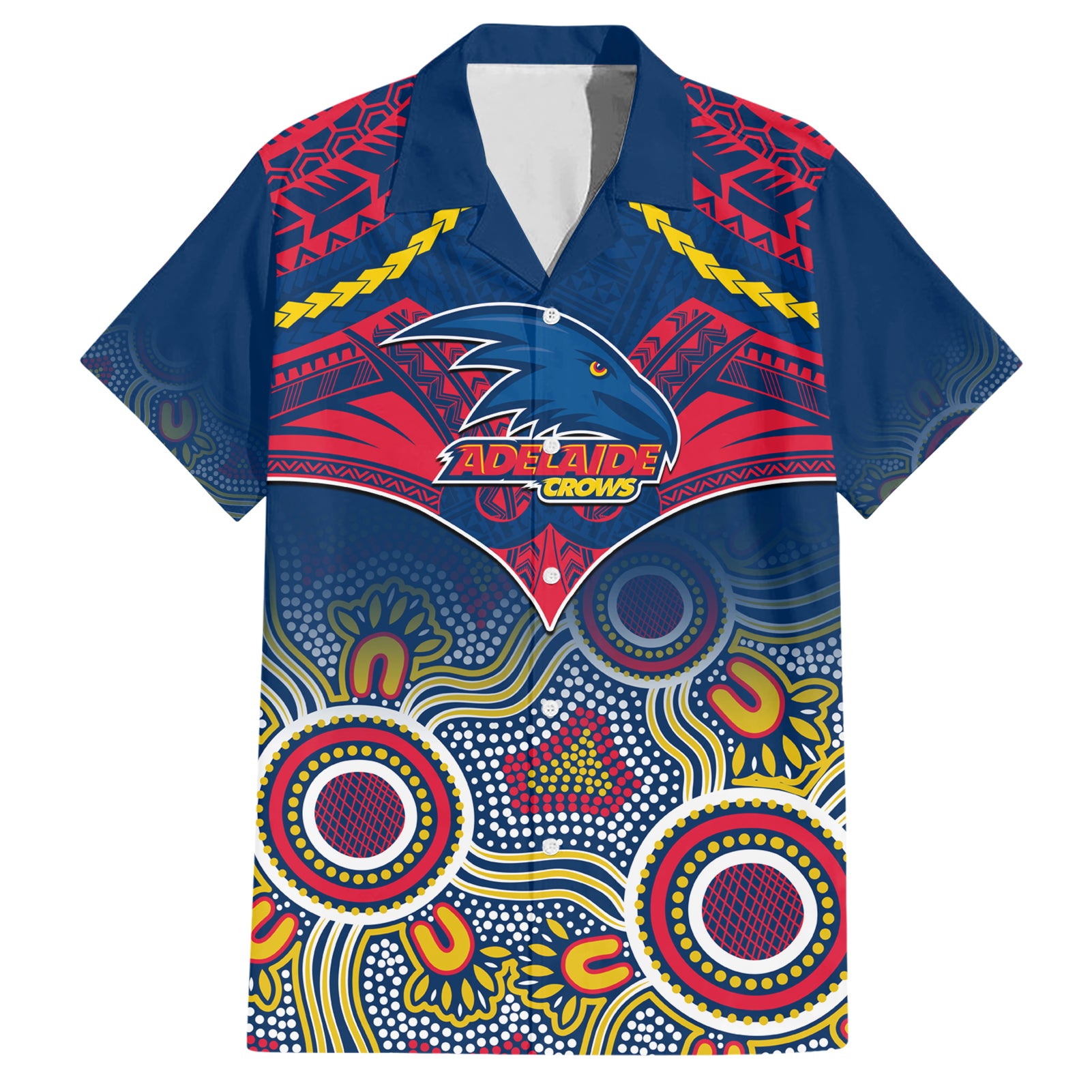 Adelaide Crows Football Hawaiian Shirt Aboriginal Mix Polynesian Pattern LT14
