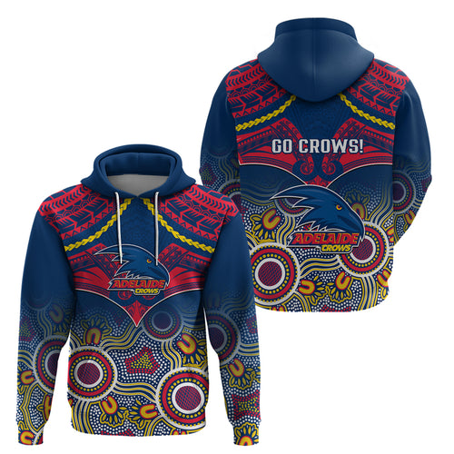 Adelaide Crows Football Hoodie Aboriginal Mix Polynesian Pattern LT14