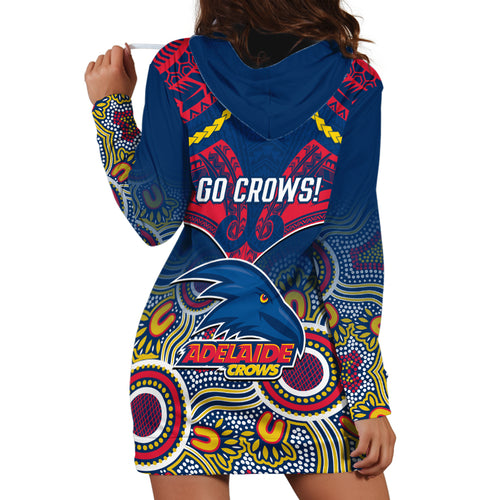Adelaide Crows Football Hoodie Dress Aboriginal Mix Polynesian Pattern LT14