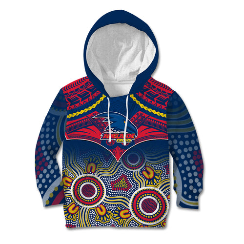 Adelaide Crows Football Kid Hoodie Aboriginal Mix Polynesian Pattern LT14