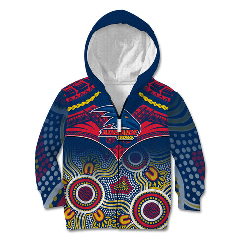 Adelaide Crows Football Kid Hoodie Aboriginal Mix Polynesian Pattern LT14