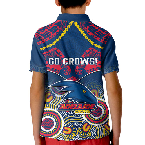 Adelaide Crows Football Kid Polo Shirt Aboriginal Mix Polynesian Pattern LT14