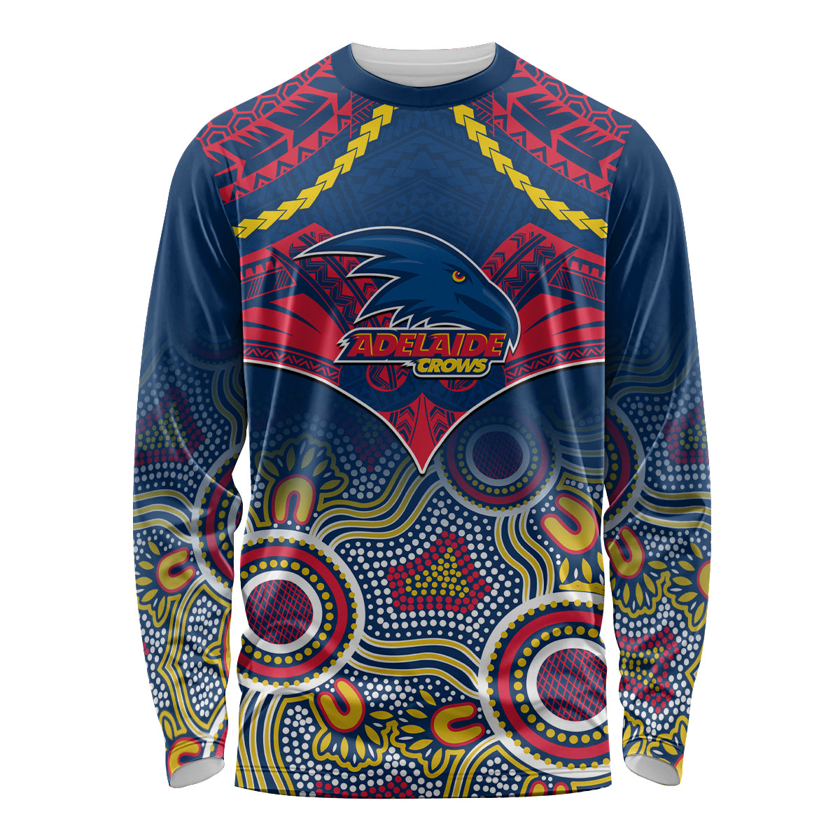 Adelaide Crows Football Long Sleeve Shirt Aboriginal Mix Polynesian Pattern LT14
