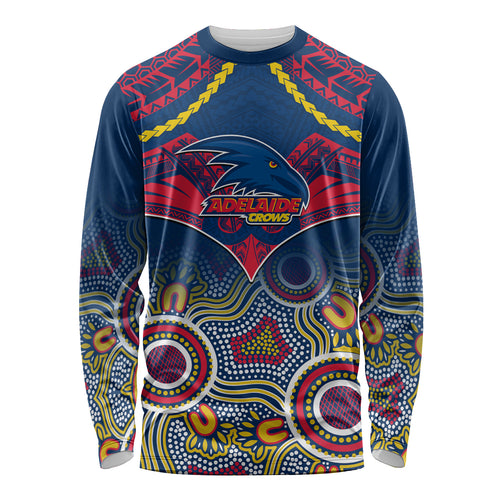 Adelaide Crows Football Long Sleeve Shirt Aboriginal Mix Polynesian Pattern LT14