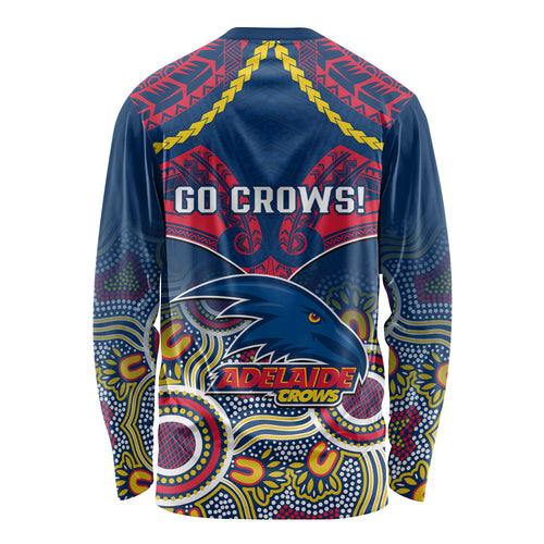 Adelaide Crows Football Long Sleeve Shirt Aboriginal Mix Polynesian Pattern LT14