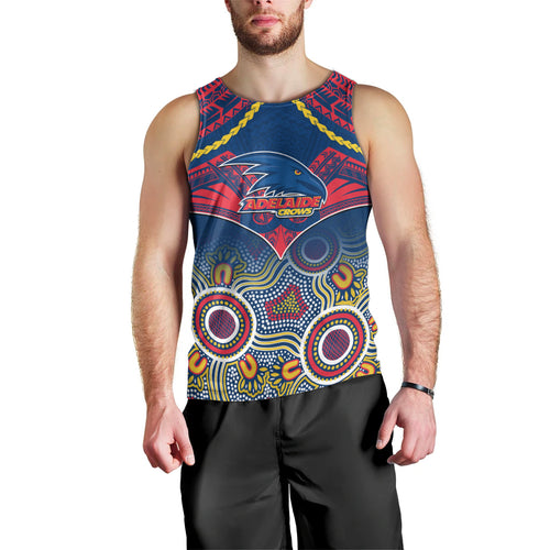 Adelaide Crows Football Men Tank Top Aboriginal Mix Polynesian Pattern LT14