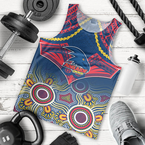 Adelaide Crows Football Men Tank Top Aboriginal Mix Polynesian Pattern LT14