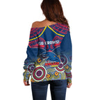 Adelaide Crows Football Off Shoulder Sweater Aboriginal Mix Polynesian Pattern LT14