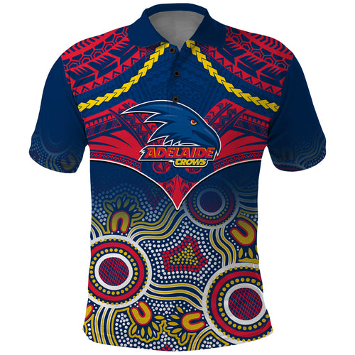Adelaide Crows Football Polo Shirt Aboriginal Mix Polynesian Pattern LT14