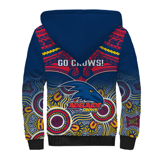 Adelaide Crows Football Sherpa Hoodie Aboriginal Mix Polynesian Pattern LT14