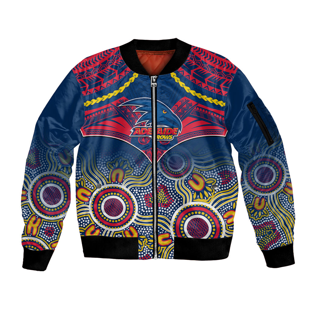Adelaide Crows Football Sleeve Zip Bomber Jacket Aboriginal Mix Polynesian Pattern LT14