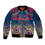 Adelaide Crows Football Sleeve Zip Bomber Jacket Aboriginal Mix Polynesian Pattern LT14