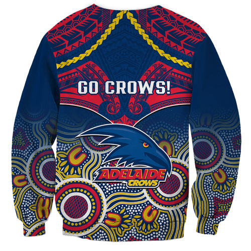 Adelaide Crows Football Sweatshirt Aboriginal Mix Polynesian Pattern LT14