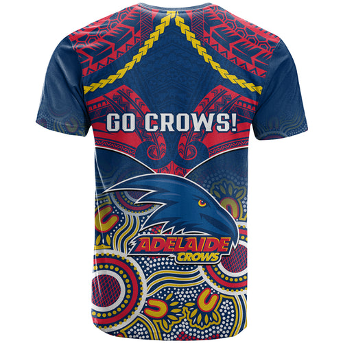 Adelaide Crows Football T Shirt Aboriginal Mix Polynesian Pattern LT14