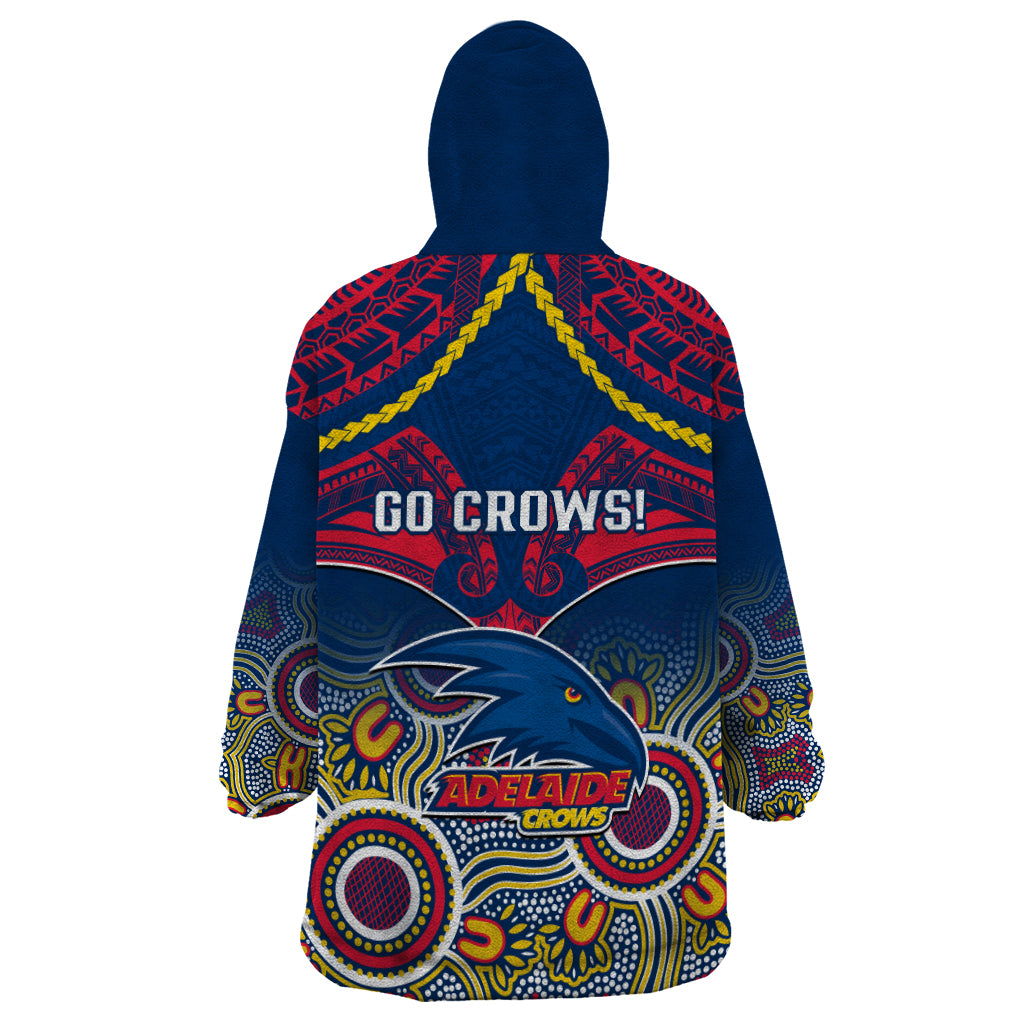 Adelaide Crows Football Wearable Blanket Hoodie Aboriginal Mix Polynesian Pattern LT14