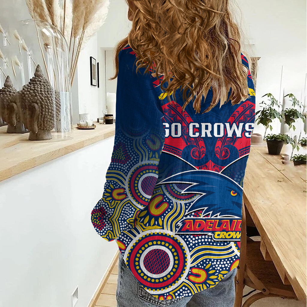 Adelaide Crows Football Women Casual Shirt Aboriginal Mix Polynesian Pattern LT14