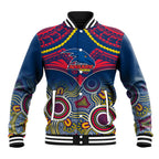 Personalised Adelaide Crows Football Baseball Jacket Aboriginal Mix Polynesian Pattern LT14