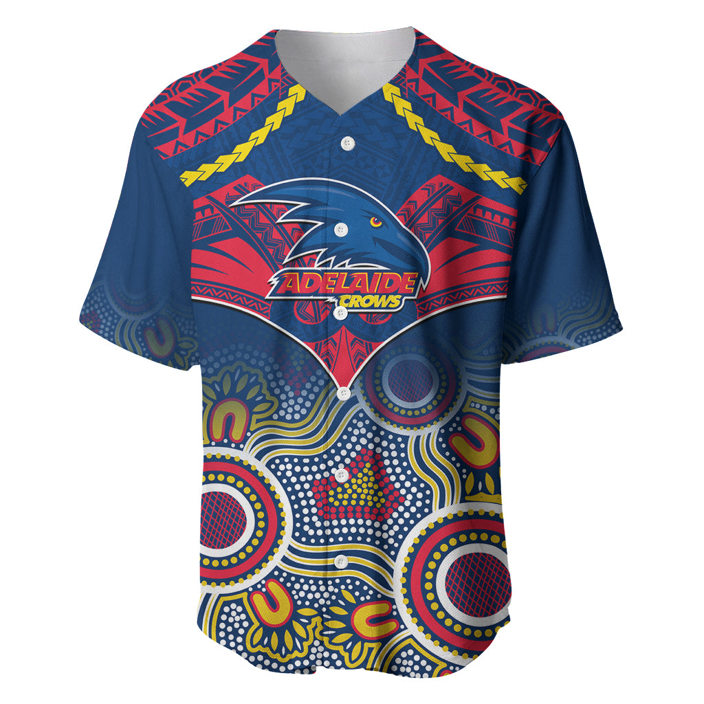 Personalised Adelaide Crows Football Baseball Jersey Aboriginal Mix Polynesian Pattern LT14