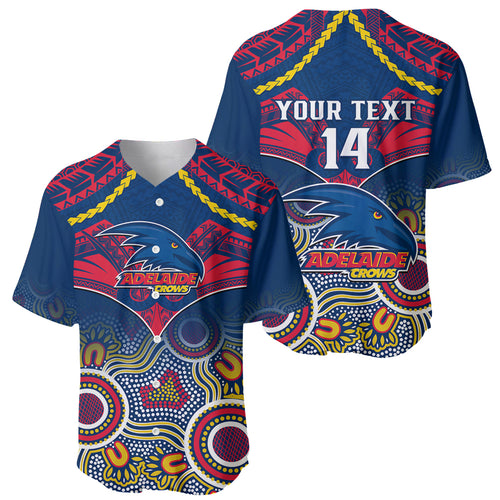 Personalised Adelaide Crows Football Baseball Jersey Aboriginal Mix Polynesian Pattern LT14