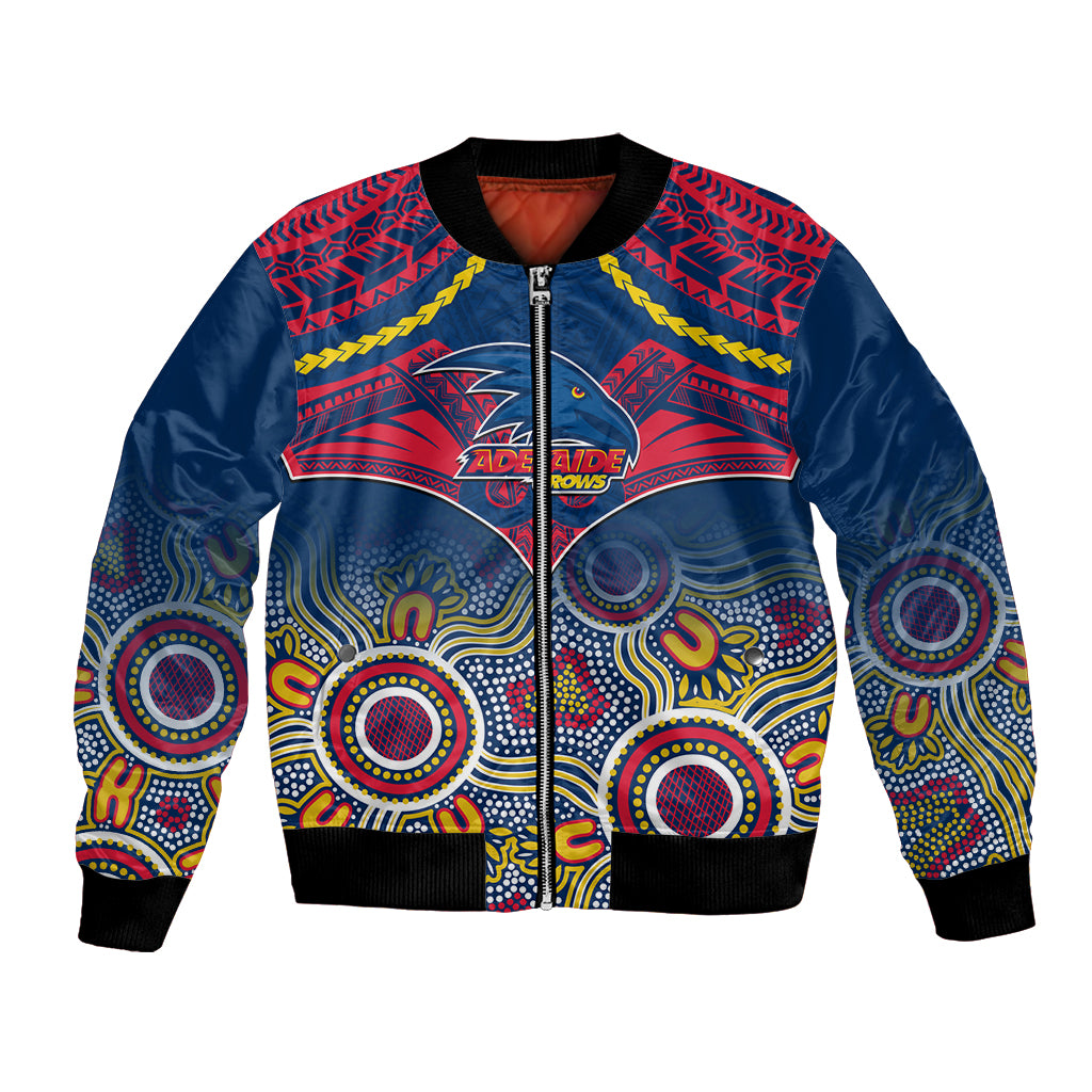 Personalised Adelaide Crows Football Bomber Jacket Aboriginal Mix Polynesian Pattern LT14