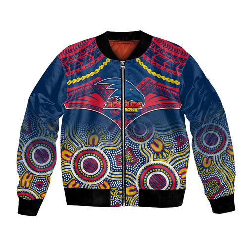 Personalised Adelaide Crows Football Bomber Jacket Aboriginal Mix Polynesian Pattern LT14