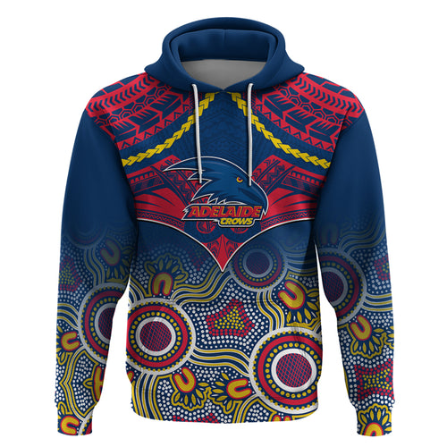 Personalised Adelaide Crows Football Hoodie Aboriginal Mix Polynesian Pattern LT14