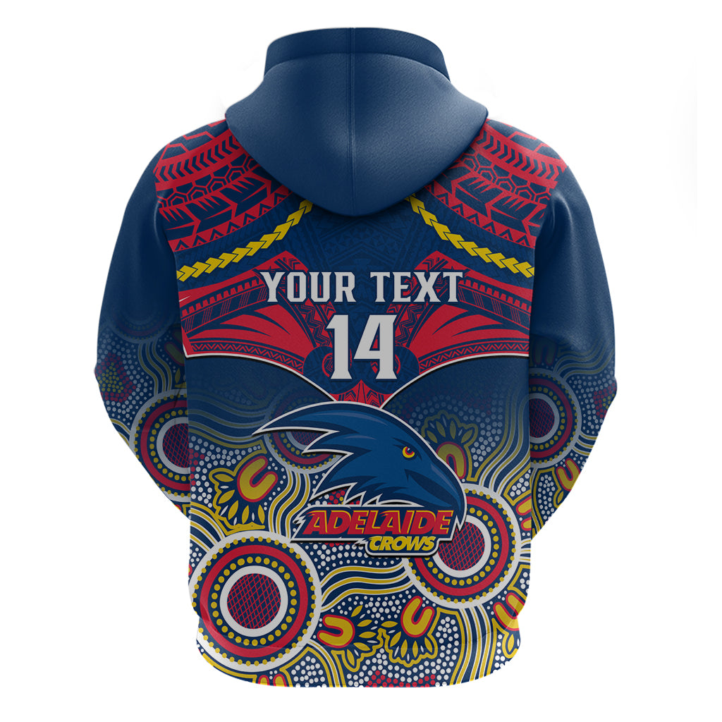 Personalised Adelaide Crows Football Hoodie Aboriginal Mix Polynesian Pattern LT14