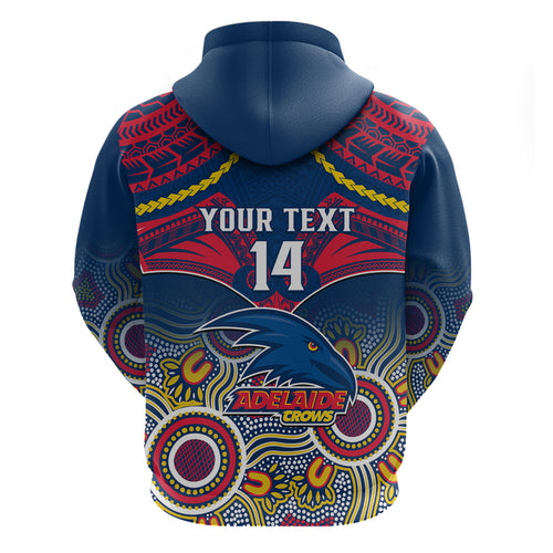 Personalised Adelaide Crows Football Hoodie Aboriginal Mix Polynesian Pattern LT14