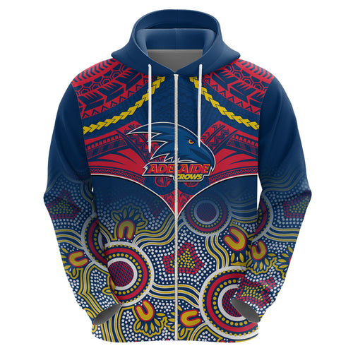 Personalised Adelaide Crows Football Hoodie Aboriginal Mix Polynesian Pattern LT14