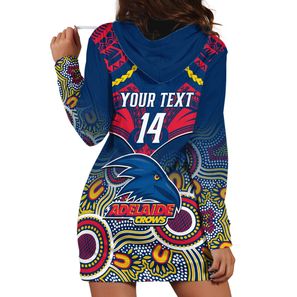 Personalised Adelaide Crows Football Hoodie Dress Aboriginal Mix Polynesian Pattern LT14